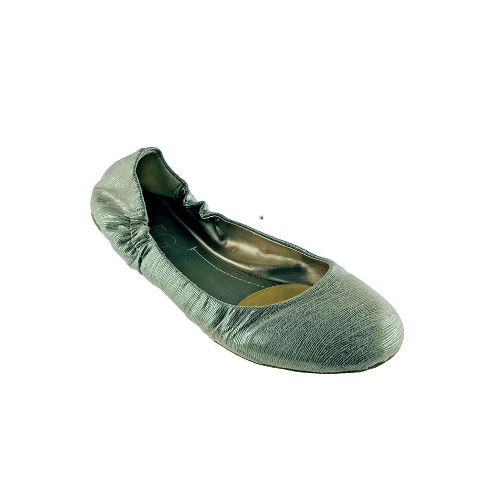BCBG Womens Shoes Silver Size 8.5M Fabric Flats